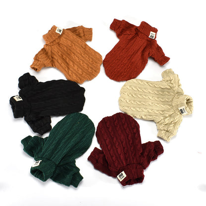 Dog Sweater Turtleneck Solid Colour Clothes Warm Cotton For Puppy Small Medium Dogs Sweatshirt