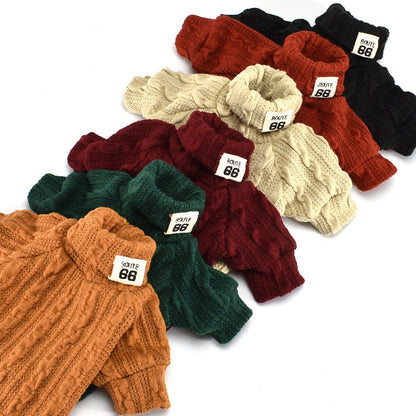 Dog Sweater Turtleneck Solid Colour Clothes Warm Cotton For Puppy Small Medium Dogs Sweatshirt