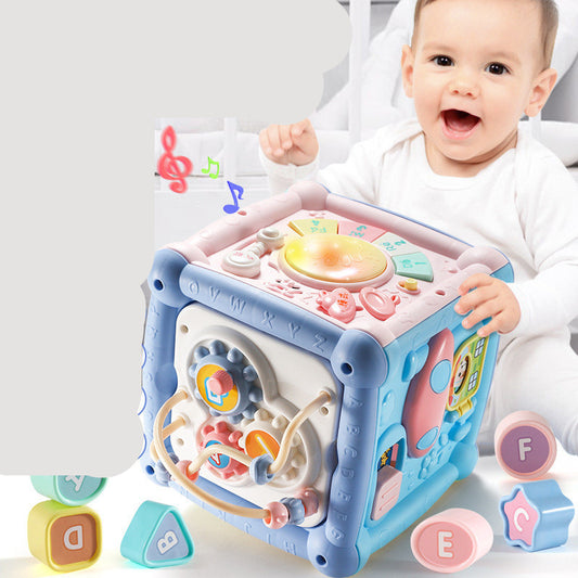 Baby Musical Box Toddler Funny Hand Drum Toy Baby Activity Cube Geometric Blocks