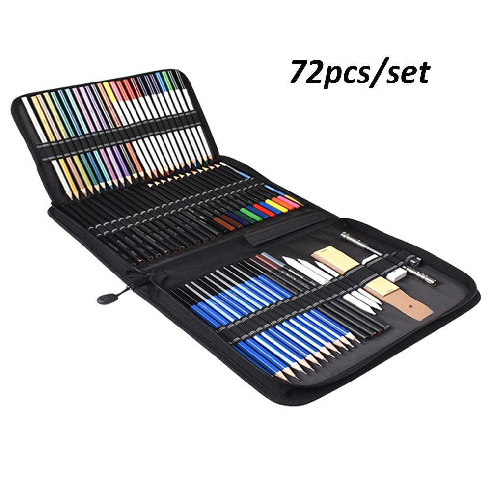 Sketch Drawing Color Pencil Set Charcoal Art Brush Set 72 Piece Painting Set