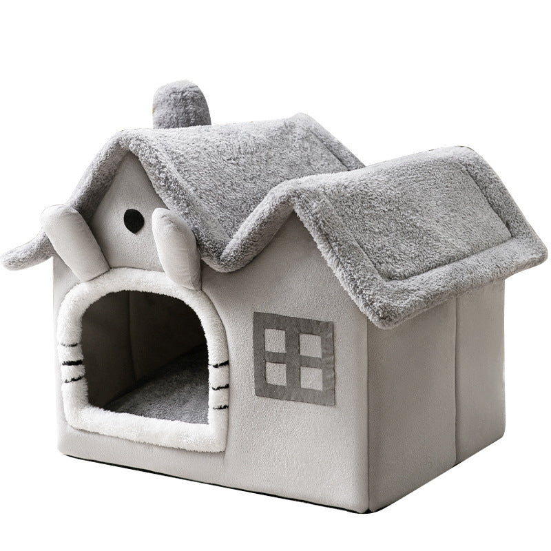 Foldable Dog House Pet Cat Bed Winter Dog Villa Sleep Kennel Removable Nest Warm Enclosed Cave Sofa Pets Supplies