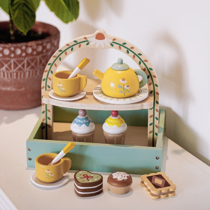 Simulation Children Play House Afternoon Tea Dessert Cake Tea Making Pot And Cup Tea Set Wooden Toys Suit