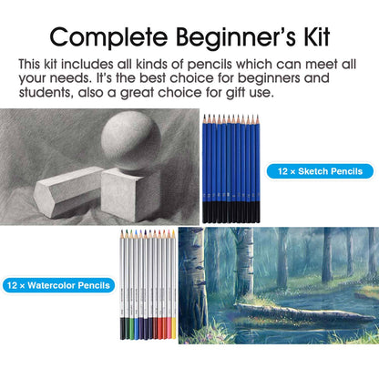 Sketch Drawing Color Pencil Set Charcoal Art Brush Set 72 Piece Painting Set