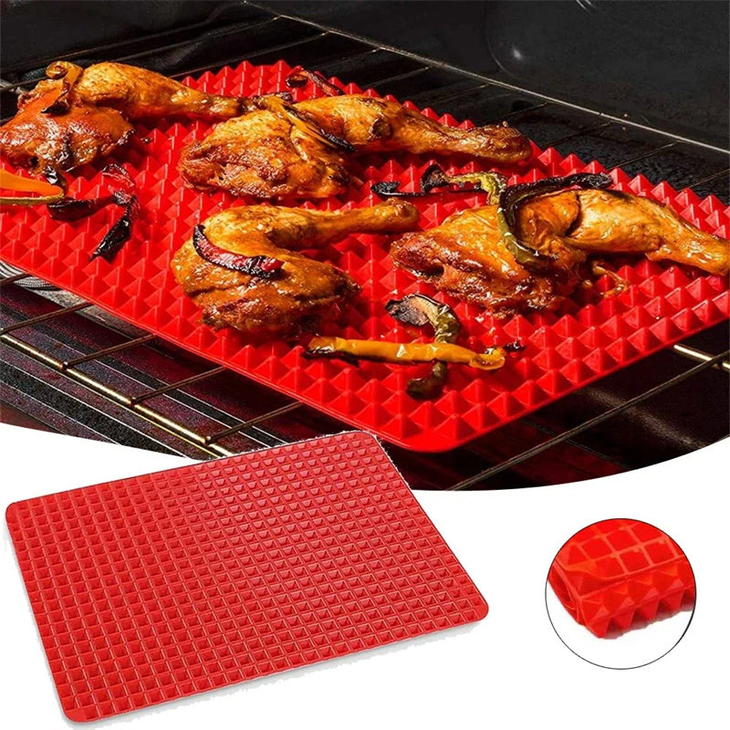 Non-Stick Silicone Pyramid Cooking Mat, Baking Mat With Grid Versatile Oven BBQ Heat-Resistant Mat Kitchen Tools Kitchen Gadgets