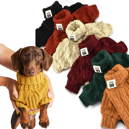 Dog Sweater Turtleneck Solid Colour Clothes Warm Cotton For Puppy Small Medium Dogs Sweatshirt