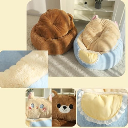 Cute Cat Bed For Indoor Cute Cat Dog Bed With Removable Washable Cushioned Cat Cave Dog Bed Calming Fluffy Plush Dog Bed Puppy Bed Hug Sleep Cuddle Pet Bed